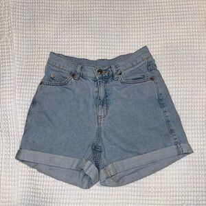 Topshop Light Blue Rolled Hem Denim Shorts